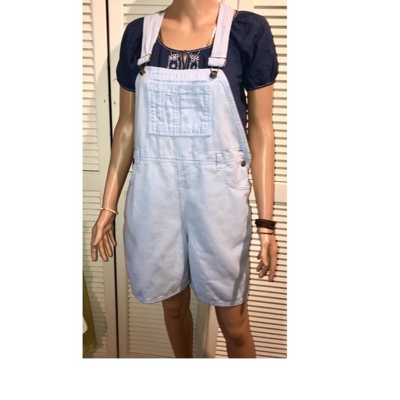 Moda Int. Baby Blue Vintage Short Overalls Medium - Picture 4 of 16